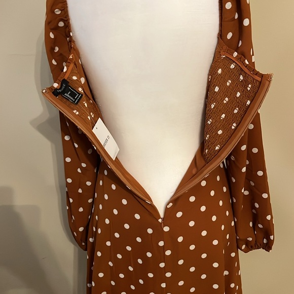 Polka Dot Midi Dress in Burnt Orange Small - Picture 9 of 16